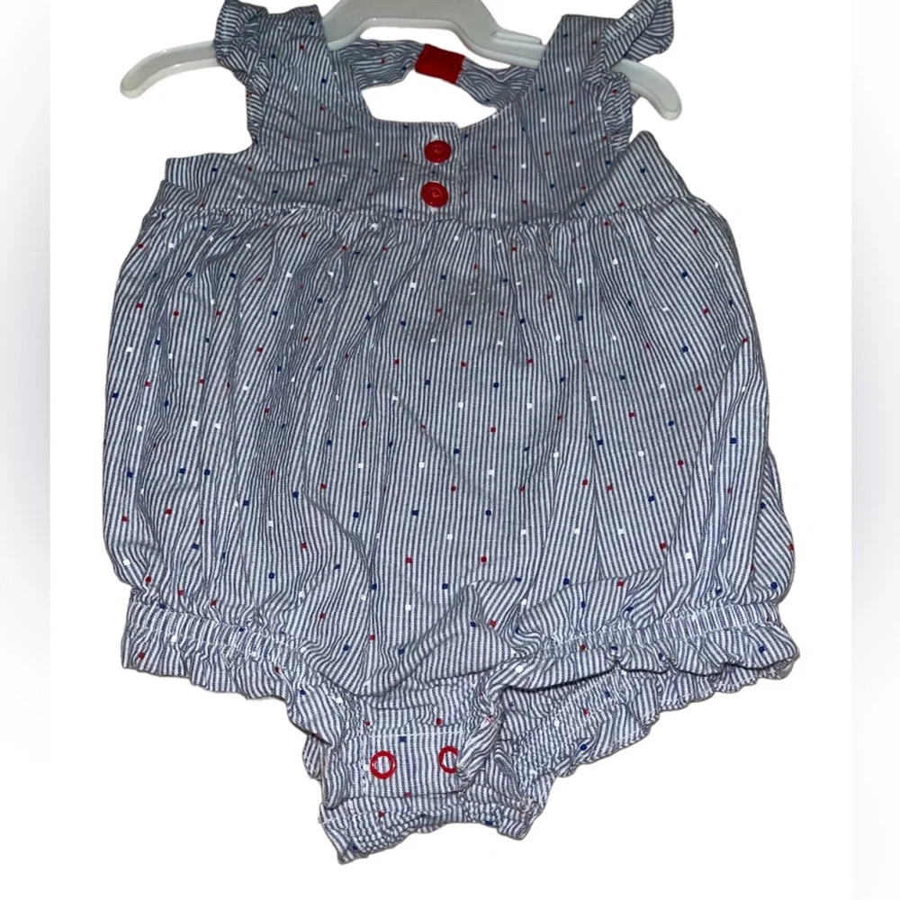 Cat & Jack • RED|WHITE|BLUE Striped & Polka Dot  Design Onesie - Picture 4 of 11